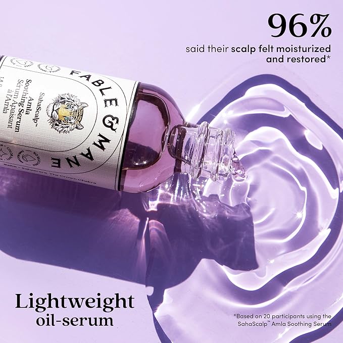 Fable & Mane Amla Soothing Serum with Rosemary Oil Purifies and Balances Irritation. Detox Treatment for Dry, Itchy or Sensitive Scalps