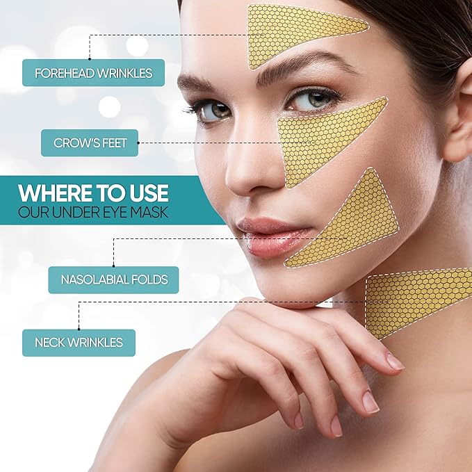 M MARAMIRA Under Eye Mask Dark Circles and Puffiness, Hydrating Eye Patches for Puffy Eyes to Brighten & Moisture, Reducing Fine-Lines & Dark Circles, Eye Pads for Authentic Beauty (28 Pads-Gold)