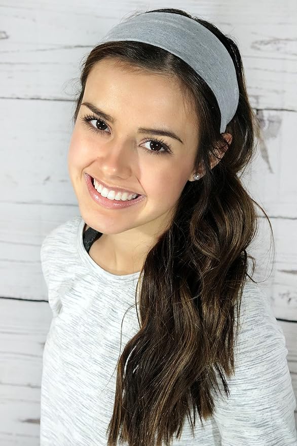 Kenz Laurenz Soft and Stretchy Elastic Cotton Headbands, Pack of 12, Purple