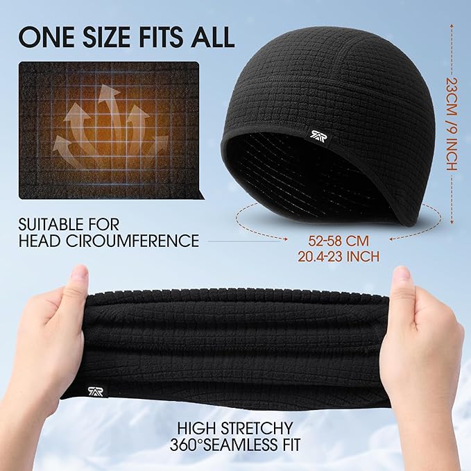 Skull Cap Helmet Liner, Winter Thermal Cycling Cap for Men & Women, Lightweight Cycling Hat for Biking Running Outdoor Work