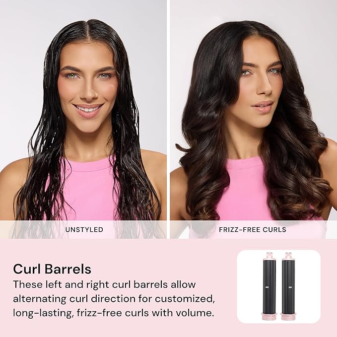 L'ANGE HAIR TurboStyle All-in-One Air Styling & Drying System | 5-in-1 Attachments with Auto-Wrap Curlers & Volumizing Brush | Fast-Drying Brushless Motor Dryer | Dual Voltage | All Hair Types (Black)