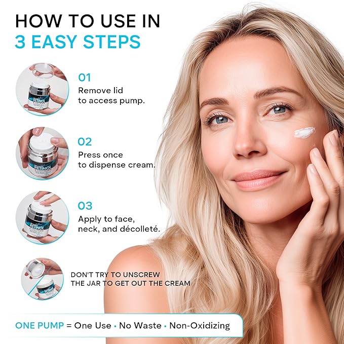 Face Moisturizer Retinol Cream, Anti Aging Neck Firming Cream, Collagen Day & Night Face Cream with Hyaluronic Acid for Women & Men, 1.85 Fl Oz