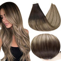Full Shine Tape in Hair Extensions Human Hair 20 Inch Dark Brown to Brown and Ash Blonde Balayage Tape in Human Hair Extensions Invisible Tape in Hair Extensions for Wedding 50 Gram 20Pcs