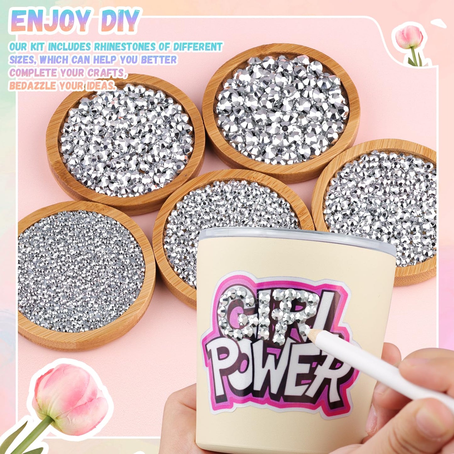30000Pcs Resin Silver Rhinestones for Bedazzling Crafting with b7000 Jewelry Glue, Bulk Flatback Gems Bedazzler Kit for Crafts Clothes Shoes Fabric Nail Diamond Art, Assorted Size 2/3/4/5/6mm