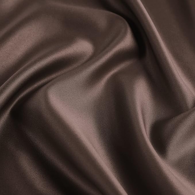 uxcell 2 Pack Silk Satin Pillowcase for Hair and Skin, Cool, Silky, Soft Breathable Pillow Cases Queen Size 20x30 Inch Sateen Pillowcase Brown with Envelope Closure