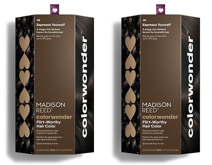 Madison Reed colorwonder Demi-Permanent Hair Color, Effortless At-Home Hair Dye, Ammonia-Free, Cruelty-Free, Espresso Yourself (4N Darkest Brown), Pack of 2