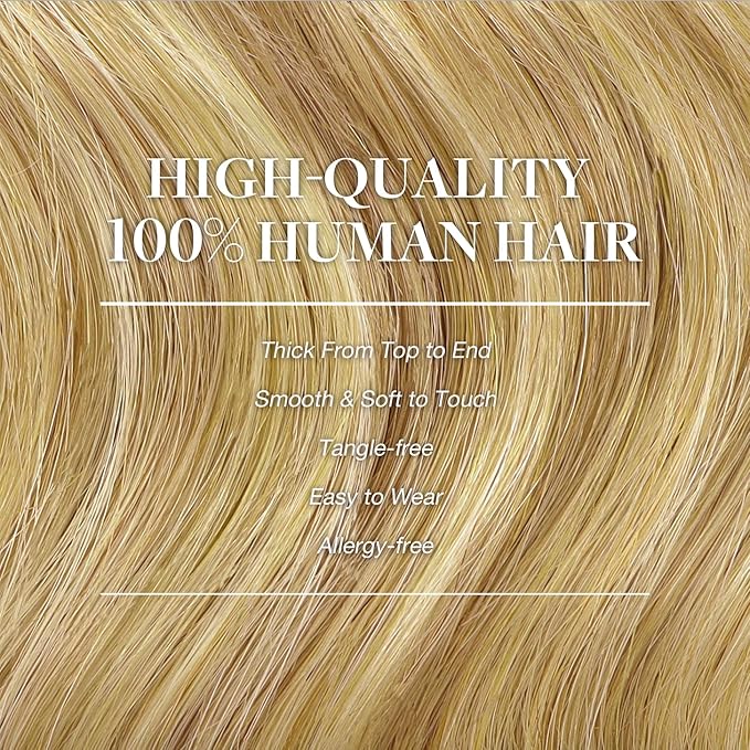 GOO GOO Clip in Hair Extensions Real Human Hair, Remy Human Hair Extensions Clip ins for Women, Natural Human Hair, 24inch 240g 9Pcs, #16/22 Light Blonde Highlighted Golden Blonde