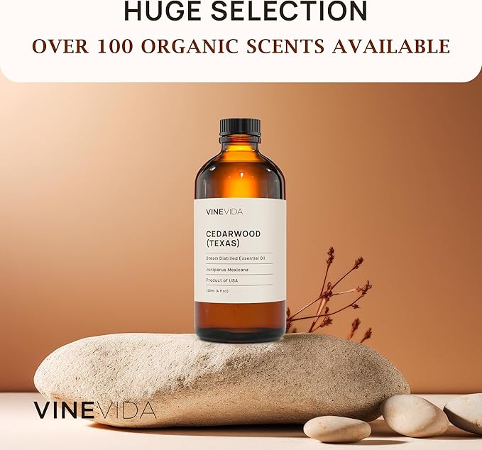 Vinevida Cedarwood (Texas) Essential Oil 4 oz - Undiluted - DIY Candle Scents & Bulk for Soap Making