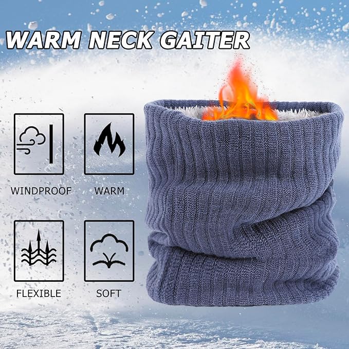 3 Pack Winter Neck Warmer & Ski Mask for Men Women Thermal Warm Fleece Face Mask Neck Gaiter Scarf Gift