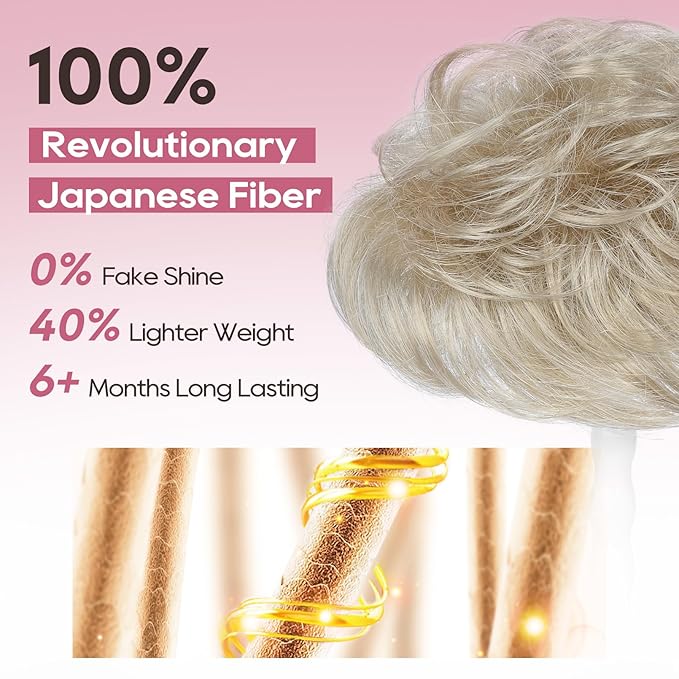 REECHO Hair Topper, Short Wiglet Hair Topper for Women with Thinning Large Coverage Synthetic Top Crown Hairpiece for Women - Ash Blonde