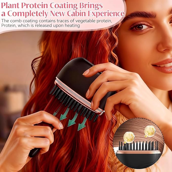 Mini Hair Straightener,30s Heating Wireless Cordless Portable Hair Straightener Brush,3-Speed Temperature Control,Christmas Gift for Women Men Home or Travel