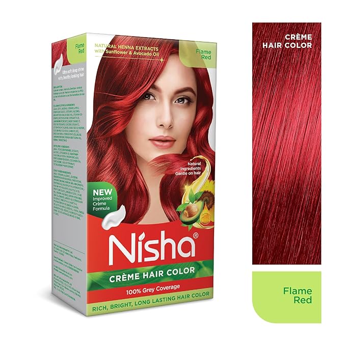 Nisha cream hair color Fashion Highlights And Rich Bright Long-Lasting Colour Flame Red Pack of 2