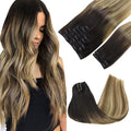 GOO GOO Clip in Hair Extensions Real Human Hair, Remy Human Hair Extensions Clip ins for Women, Natural Human Hair, 22inch 150g 9Pcs, 2/6/18 Balayage Brown to Dirty Blonde