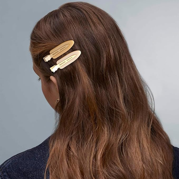 10 Pcs Creaseless No Crease No Bend Flat Hair Clips For Styling Non Slip Makeup Clips For Women Salon Hairstyle,Matte Black Brown Beige