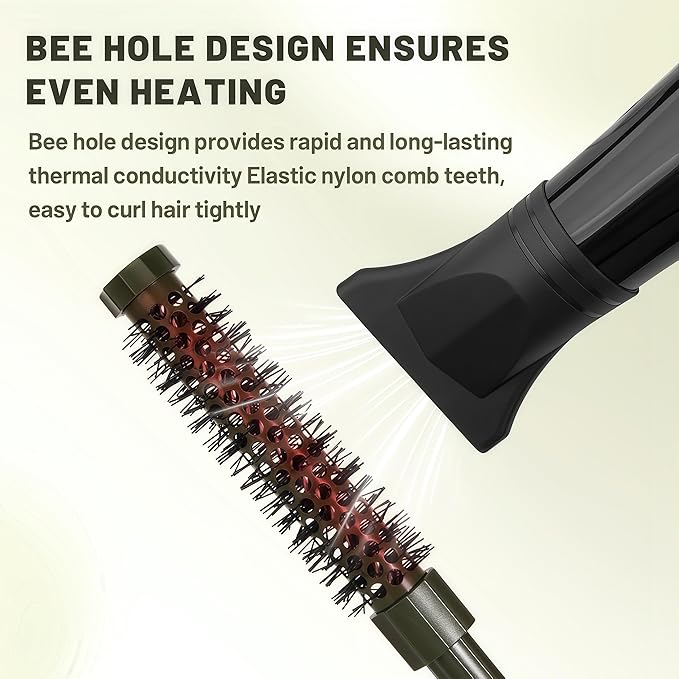 3pcs Small Round Hair Brush for Short Hair - Barrel Hair Brush for Blow Drying, Aluminum Round Brush for Bobs, Bangs, Lobs, Roots, Curling, Pixie Cuts, Straight Hair - Green