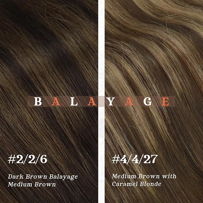 Ve Sunny Human Hair Clip in Extensions 22Inch Long Clip in Hair Extensions Real Human Hair Balayage Dark Brown Hair Extensions Clip ins for Women Easy Apply 120g