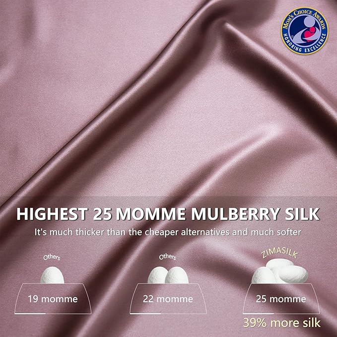 ZIMASILK 25 Momme 100% Pure Mulberry Silk Pillowcase for Hair and Skin Care, Highest Grade 6A Pillow Cases for Women, Long-Lasting Durablity, Gift for Women Men, 1Pc (King 20"x36", Grey Purple)