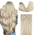 GOO GOO Clip in Hair Extensions Real Human Hair, Remy Human Hair Extensions Clip ins for Women, Natural Human Hair, 20inch 160g 7Pcs, #17A/60A Ash Blonde Highlighted Platinum Blonde