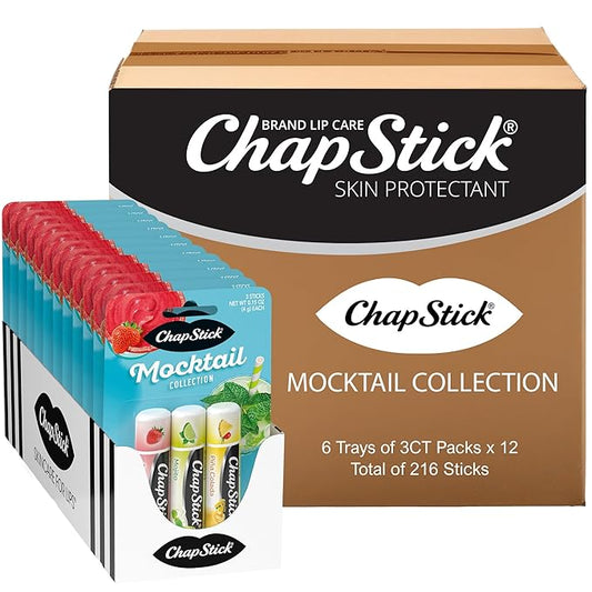 ChapStick Bulk Lip Balm Mocktail Collection, Lip Care Tubes, 0.45 oz, 216ct case