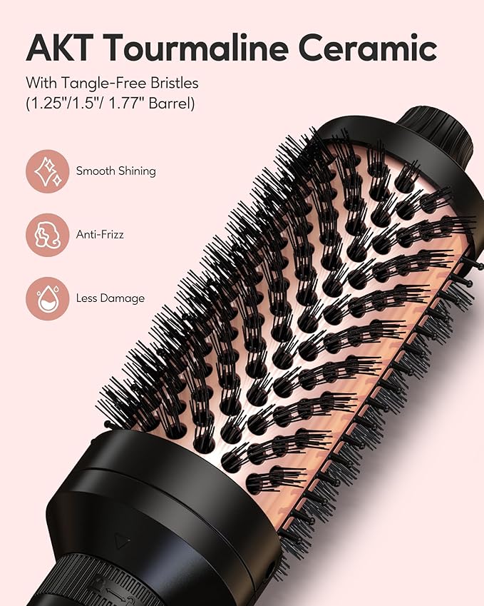 Terviiix PRO Thermal Brush Set for Voluminous Style, Non-blowing Heated Round Brush with Adjustable Temp, 3-in-1 Curling Brush with Detachable Head(1.25'',1.5'',1.77''), 20S Fast Heating with Dual MCH