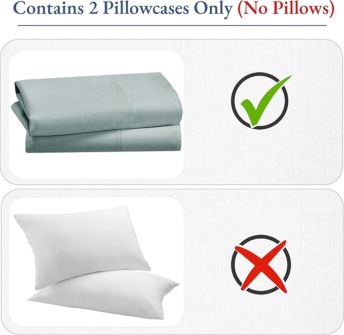 California Design Den Heirloom Soft, Smooth & Thick Certified 800 Thread Count 100% Cotton Sateen, 2 Pillow Cases King Size, Fits King Pillows (Soft Teal)