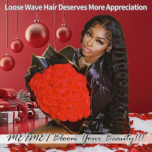 250% Density HD Lace Front Wigs Human Hair Loose Wave 100% Real Human Hair 15A Full 13x4 Large Lace Space Loose Deep Wave Wig Pre Plucked, No Synthetic Blend No Tangle No Shedding Triple Lifespan 3X
