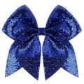 Large Glitter Cheer Bows Clips, Jumbo Big 7 Inch Cheerleading Sequin Hair Bow Hair Accessories for Teens Girls Football Sports Cheerleader Outfit Uniform (Royal Blue)