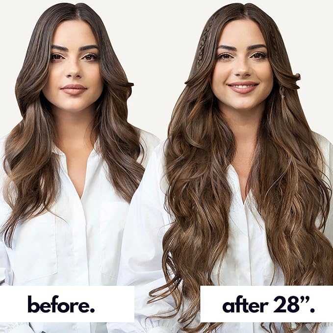 Irresistible Me Real Human Hair Extensions Clip Ins – 100% Human Hair Clip In Extensions for Length & Volume – Invisible Extension – Heat Resistant & Dyeable – Light Brown, 20 Inches