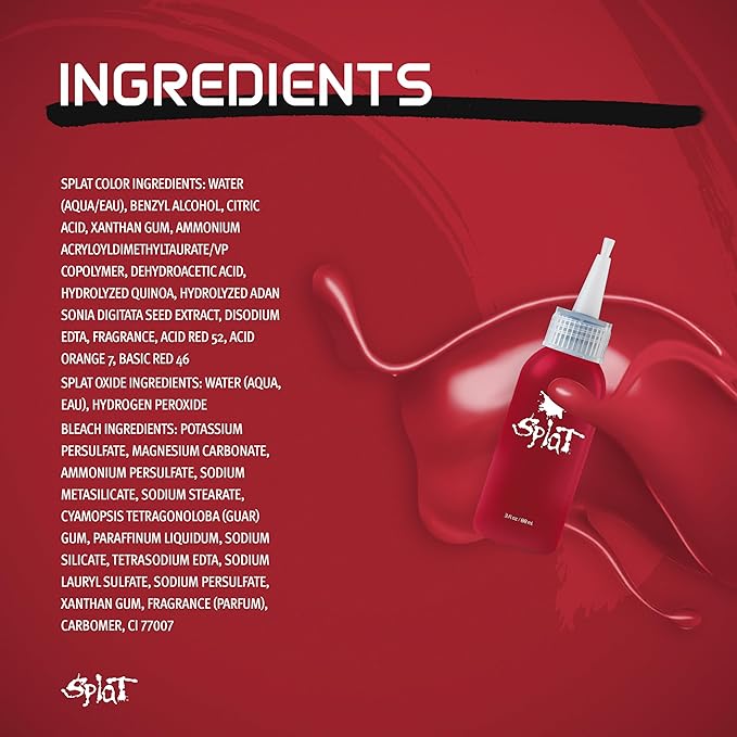 Splat Luscious Raspberries Semi Permanent Hair Dye Kit with Bleach, 1 Application, Includes Red Hair Dye, Oxide & Bleach Powder, Vegan & Cruelty Free Hair Color