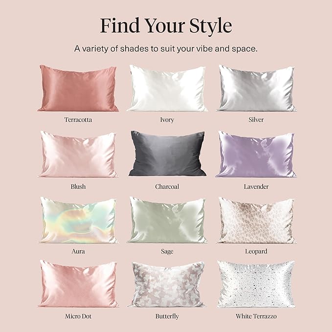Kitsch Satin Pillowcase with Zipper for Hair & Skin, Softer Than Silk Pillow Cases King, Wrinkle-Free, Smooth and Cooling Satin Pillow Covers, King Size 19"x36" - Charcoal