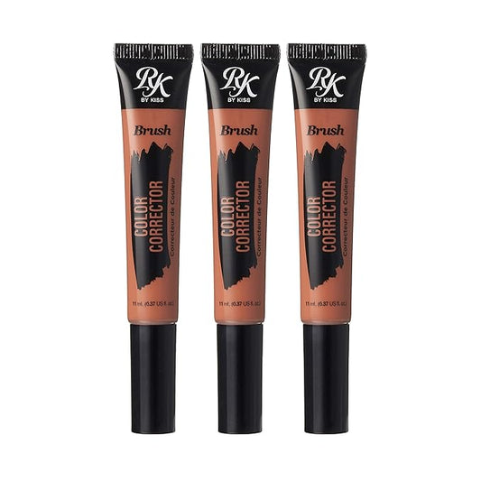 Ruby Kisses HD Brush Concealer & Foundation, Full Coverage, Color Correcting, Highlight, Contour 3 Pack (Orange Corrector)