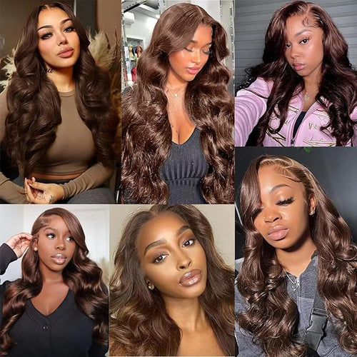 34 Inch Color 4 Bundles Human Hair Brown Body Wave Bundles Brazilian Virgin Soft and Silky Remy Hair Extensions Niegmeag Chocolate Brown Body Wave Bundle 100g