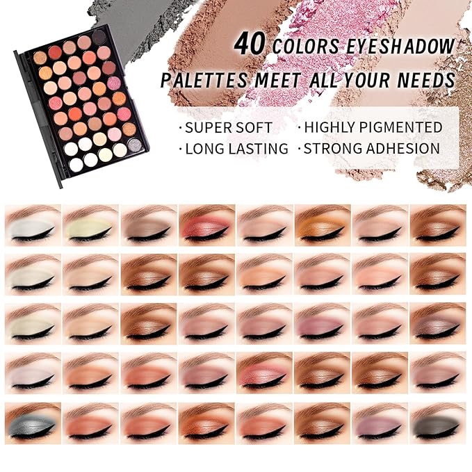 Makeup Set Full Kit for Girls Teens Women, Makeup Present Set, Includes Eyeshadow, Foundation, Blusher, Eyebrow Pencil, Mascara, Eyeliner, Brushes, Lip Gloss, Sponge, Cosmetic Bag