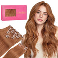 WENNALIFE Clip in Hair Extensions Real Human Hair, 20 Inch 150g 9pcs Cinnamon Terra Copper Remy Hair Thicker Double Weft Extensiones De Cabello Humano Con Clip Ins Straight Full Volume