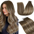 LaaVoo Human Hair Tape in Extensions Balayage Light Brown to Ash Brown Hair Extensions Tape in 18 Inch 20pcs 50g