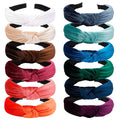VELSCRUN White Pink Red Brown Headband Knotted Headbands for Women Headband Non Slip Wide Top Knot Head Bands Velvet Hair Bands for Womens Hair Accessories for Women Girls Gifts