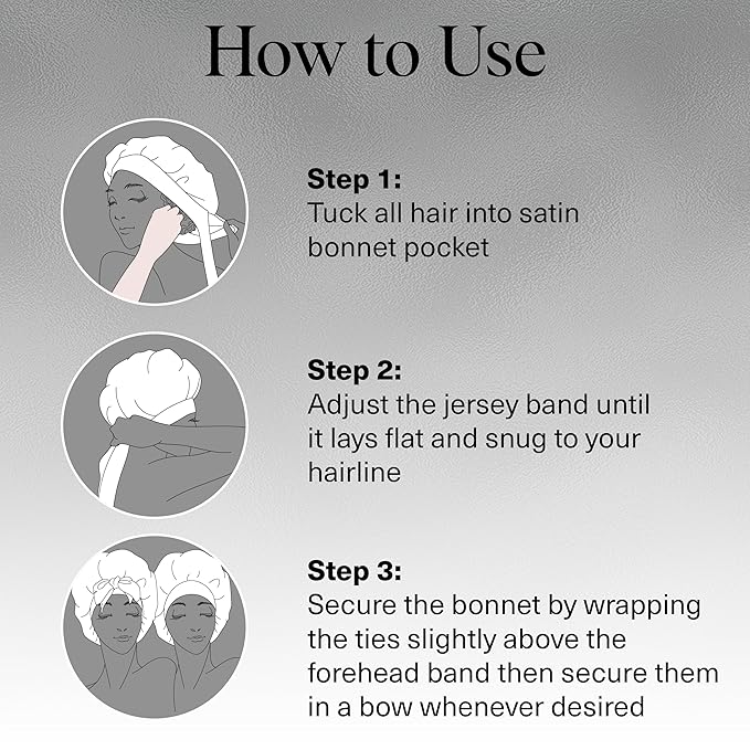 Kitsch XL Satin Bonnet for Sleeping - Softer Than Silk Hair Bonnet for Women - Secure Fit, Adjustable Night Cap for Curly & Textured Hair - Prevents Breakage, Tangles & Thinning - Charcoal