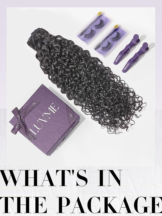 LUVME Burmese Curly Clip in Hair Extensions Real Human Hair Messy Curly Clip Ins Fullness with 1 Pack for Women Brazilian Remy Human Hair Natural Black 135g 14Inch