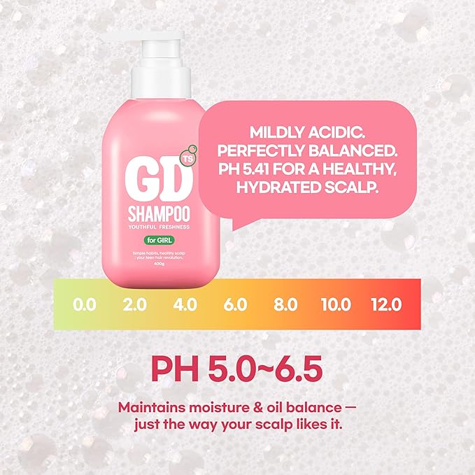 TS GD Shampoo for Teens | Korean Anti-Dandruff for Oily & Itchy Scalp | Fruity Allergy-Free Scent | Sulfate-Free Gentle Hair Care (14.1 Oz) (GD Shampoo for girl)