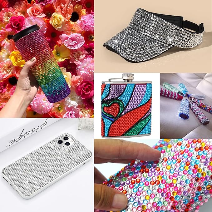 Flat Back Rhinestone Kits Colorful Rhinestones+Transparent White Gems With Picker Pencil And Tweezer For Home DIY And Professional Nail Art