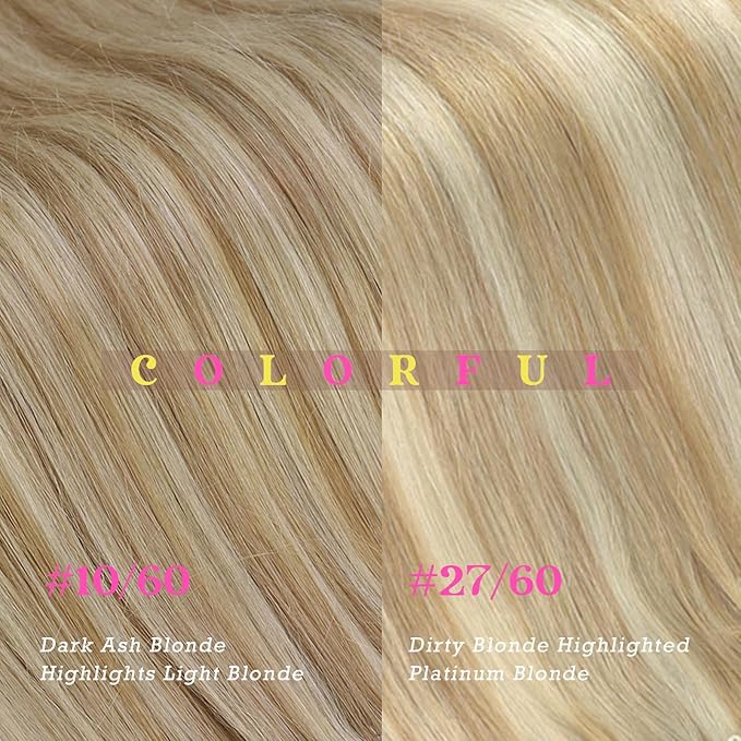 Ve Sunny Hair Extensions Clip ins Double Weft Real Hair Extensions Clip in Human Hair Highlight Blonde Clip in Hair Extensions for Women 20inch 120g
