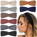 Huachi Hairband for Women's Hair, 8pcs Elastic Headbands for Women, Solid Color, Ribbed Knitting, Soft, Non-slip, Stretchy, Breathable, Suitable for Any Occasions, Hair Styling Accessories