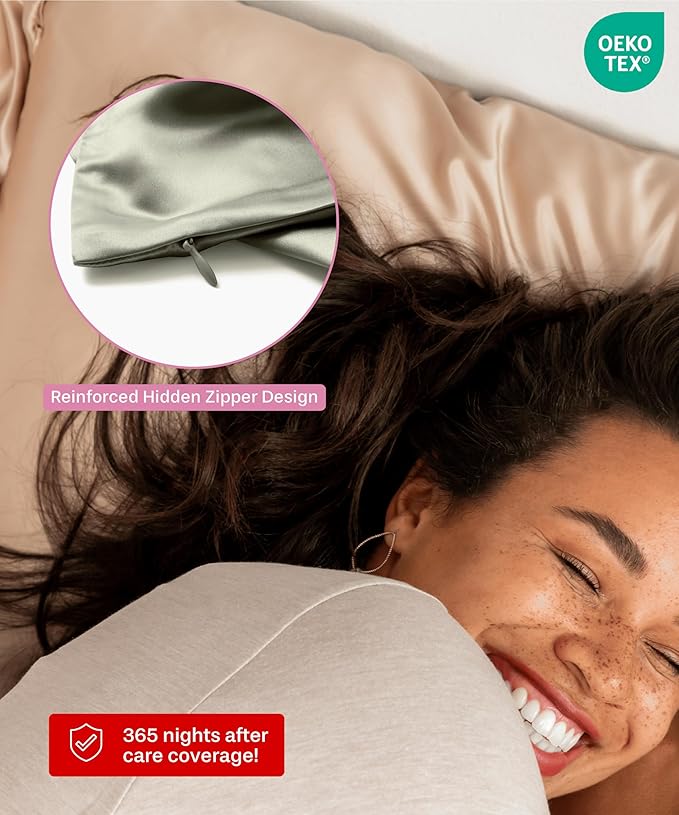 SUNDAYSILKS™ 100% Mulberry Silk Pillowcase, Silk Pillow Cases for Hair & Skin, Superior to Satin Pillowcase, with Zipper, Standard, Queen, King Sizes, Anti-Wrinkle, Cooling, Non-Slip Silk Pillowcases