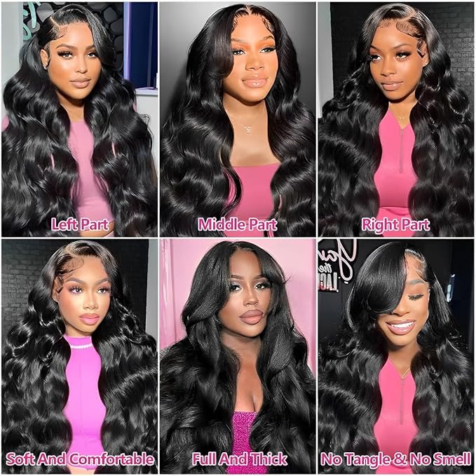 30 Inch 13x6 Lace Front Wigs Human Hair 200% Density Body Wave HD Lace Front Wigs Human Hair Pre Plucked Natural Color Glueless Wig 100% Virgin Human Hair Lace Front Wigs for Women