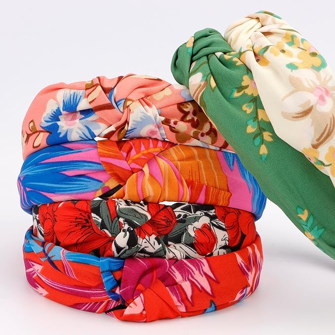 VELSCRUN Headbands for Women Girls 12 Pack Stylish Top Knotted Headbands Flower Headband For Women's Hair Non Slip Women Fashion Head Bands Wide Hairband Mom Sisters Hair Accessories