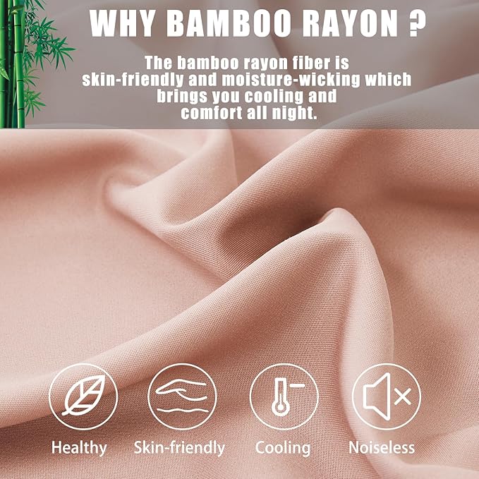 TELUS Pink Pillow Cases King Size 2 Pack, Bamboo Rayon Cooling Pillowcases with Envelope Closure, Cool Breathable Pillow Cover for Hot Sleepers & Night Sweats, 20x40 inch