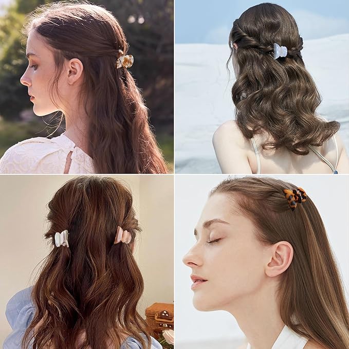 10 Pack 1.18 Inch Small Hair Claw Clips for Women Girls - Tortoise Shell & Leopard Print Acrylic Claw Clips French Barrettes Non-Slip Strong Hold for Thin/Thick Hair - Mini Hair Accessories