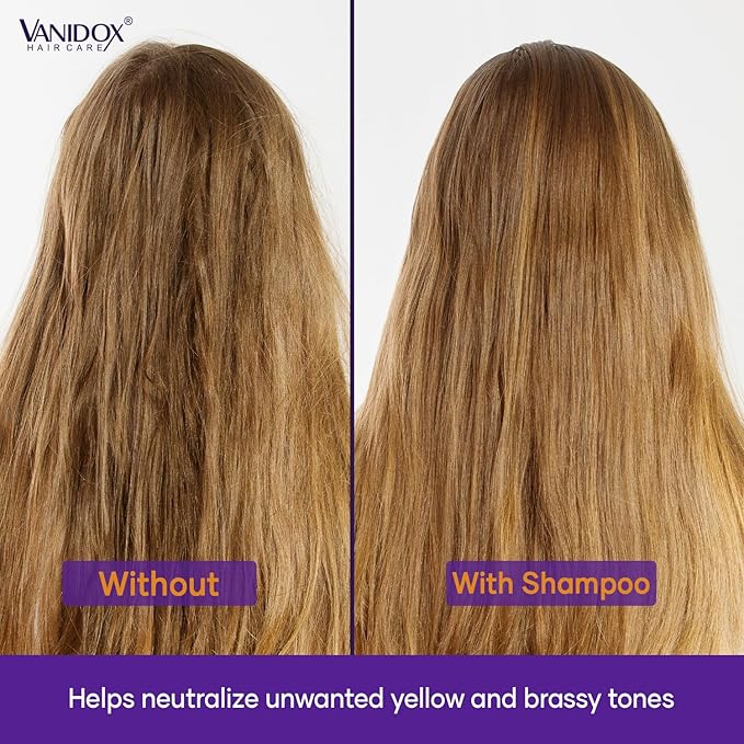 Sulfate Free Brass Toning Purple Shampoo for Blondes, Brown Highlighted, or Bleached Hair, Infused with Purple Rice Extract, Hyaluronic Acid, Vitamin E, and Chamomile Extract (16 fl oz)