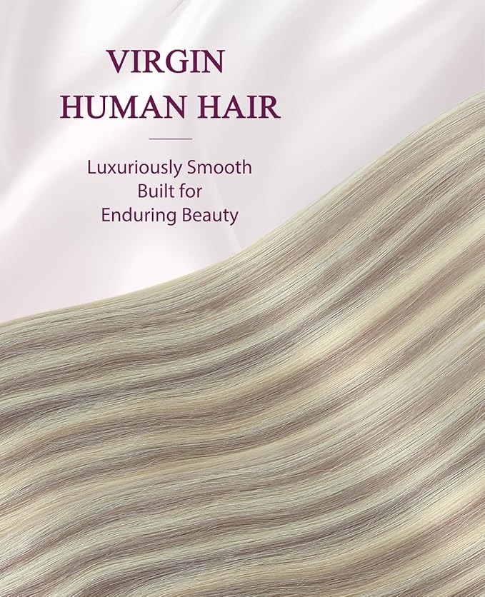 Pinkpearl Invisible Tape in Hair Extensions Human Hair, 20pcs 16inch 45g #18P60 Ash Blonde Highlighted Platinum Blonde Injection Tape in Extensions Real Remy Seamless Human Hair Injected