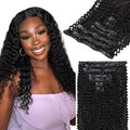 Lashey Seamless Clip in Hair Extensions Kinky Curly 110g 7pcs PU Weft Hair Extensions Clip in Human Hair with Invisi Edge Natural Black 20 Inch Real Human Hair Extensions for Women